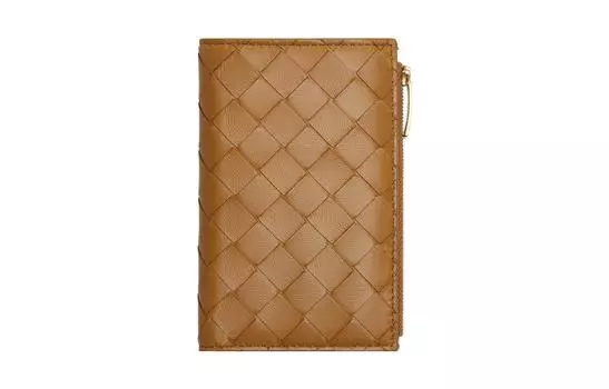 Bottega Veneta Кошелек среднего размера из овчины и коровьей кожи, женский, коричневый