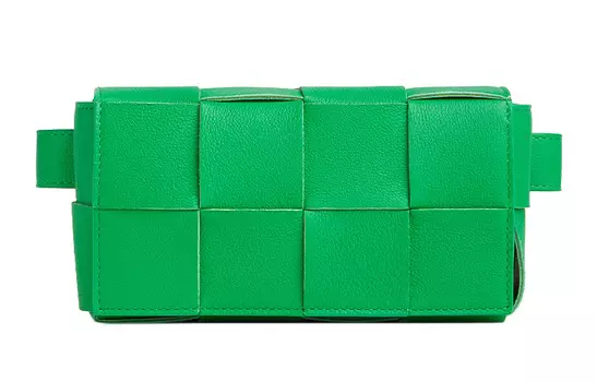 Bottega Veneta Кожаная поясная сумка CASSETTE Mini, мужская, зеленая