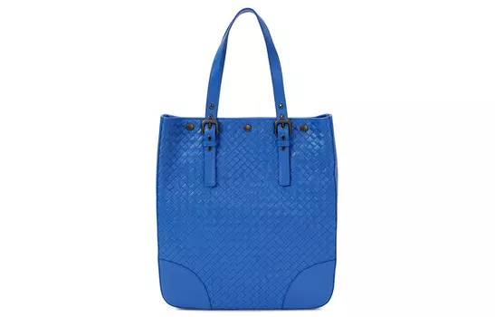 Bottega Veneta Кожаная сумка большого размера женская синяя