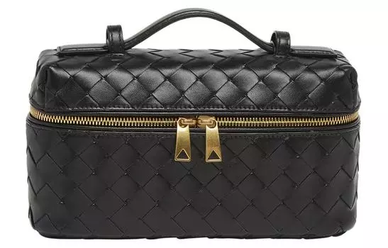 Bottega Veneta Кожаная сумка через плечо, косметичка, женская, черная