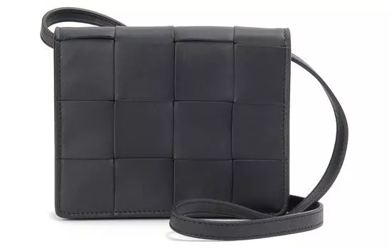 Bottega Veneta Кожаная сумка через плечо, мини-сумка унисекс, черная