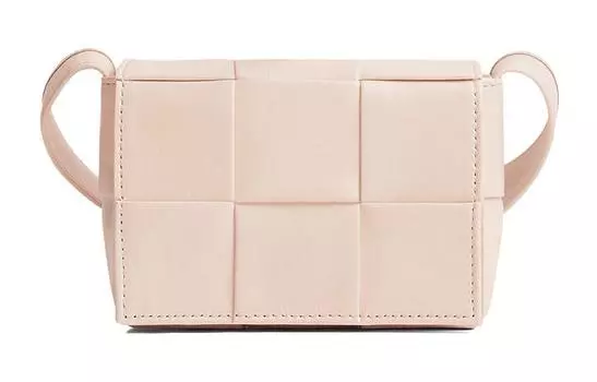 Bottega Veneta Маленькая квадратная сумка из коровьей кожи в стиле пэчворк с тканью, через плечо, мини-сумка для женщин, светло-розовая