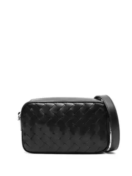 Bottega Veneta маленькая сумка-мессенджер с плетением Intrecciato, черный