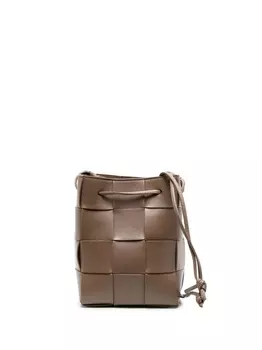 Bottega Veneta маленькая сумка-ведро с плетением Intreccio, коричневый