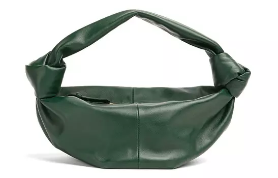 Bottega Veneta Мини-сумка-клатч из коровьей кожи с узлом, женская, темно-зеленого цвета