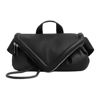 Bottega Veneta Мужская кожаная поясная сумка на молнии, черная