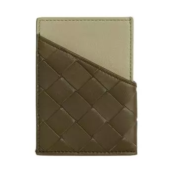 Bottega Veneta Мужская визитница из овчины горчично-желтого и травертинового цвета