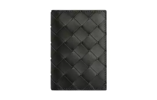 Bottega Veneta Мужская визитница из телячьей кожи, темно-зеленая/каменно-зеленая