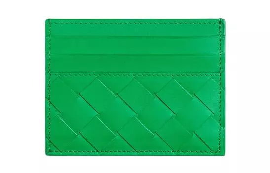 Bottega Veneta Мужской держатель карт из коровьей кожи, цвет попугайный зеленый