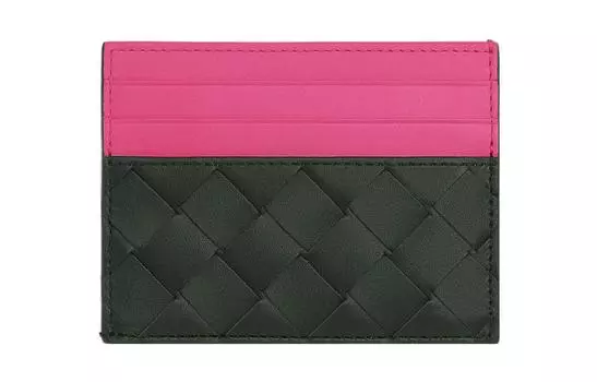 Bottega Veneta Мужской держатель карт из коровьей кожи, розовый/черный