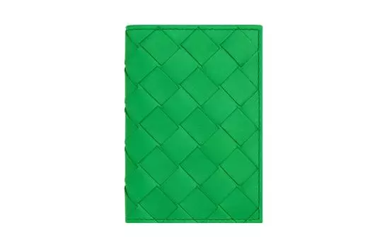 Bottega Veneta Мужской кошелек для карт из коровьей кожи, цвет попугайный зеленый