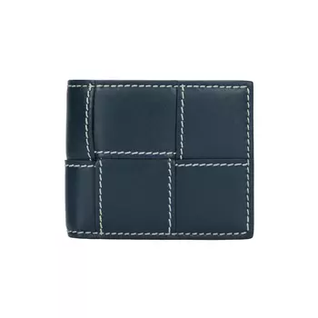 Bottega Veneta Мужской кошелек из коровьей кожи, темно-синий и натуральный