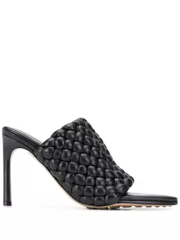 Bottega Veneta плетеные мюли на каблуке, черный