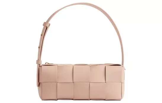 Bottega Veneta Портативная сумка через плечо из овчины Brick CassetteIntrecciato, женская, цвет "розовый лотос"