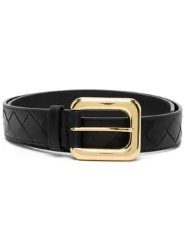 Bottega Veneta ремень с плетением Intrecciato, черный
