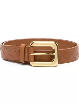 Bottega Veneta ремень с плетением Intrecciato, коричневый
