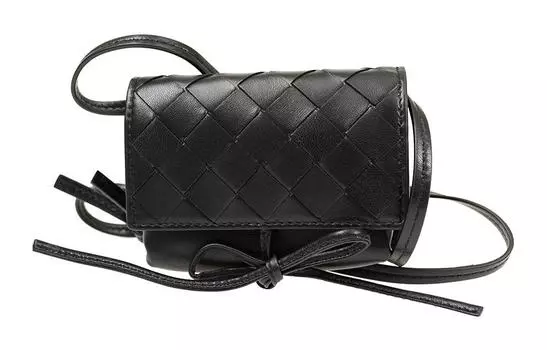 Bottega Veneta Сумка через плечо из плетеной овчины Intreccio, женская, черная