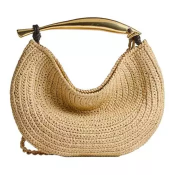 Bottega Veneta Сумка через плечо SARDINE из ткани, женская, небольшого размера, натурального и шоколадно-коричневого цвета