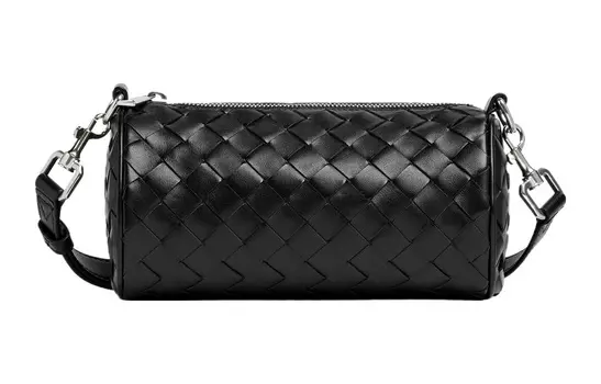 Bottega Veneta Сумка-цилиндр из коровьей кожи Intrecciato, сумка через плечо, мини, мужская, черная