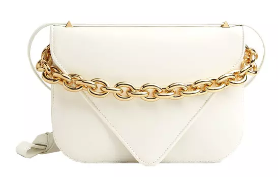 Bottega Veneta Сумка-конверт из телячьей кожи, сумка через плечо, средняя, женская, белая