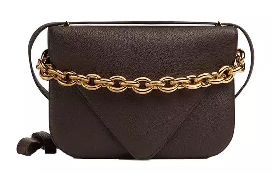 Bottega Veneta Сумка-конверт из зернистой телячьей кожи, сумка через плечо, женская, коричневая, резиновая