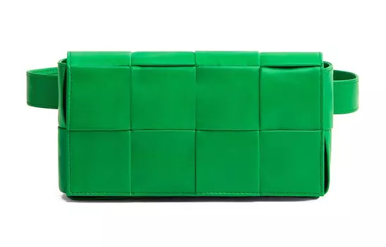 Bottega Veneta Сумка-коробка из коровьей кожи с ремнем для кассет, сумка для фотоаппарата, поясная сумка через плечо, мини-сумка мужская, цвет попугай-зеленый