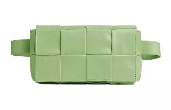 Bottega Veneta Сумка-коробка из коровьей кожи с ремнем для кассет, поясная сумка через плечо, мужская, зеленая