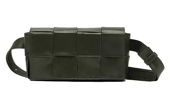 Bottega Veneta Сумка-коробка из коровьей кожи с ремнем для кассет, поясная сумка через плечо, мужская, мини, зеленая
