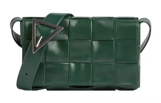 Bottega Veneta Сумка-мессенджер CASSETTE из коровьей кожи, через плечо, мужская, цвет Rain Tree Green