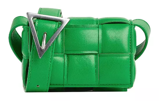 Bottega Veneta Сумка-мессенджер CASSETTE из овчины, через плечо, обычная женская, зеленая