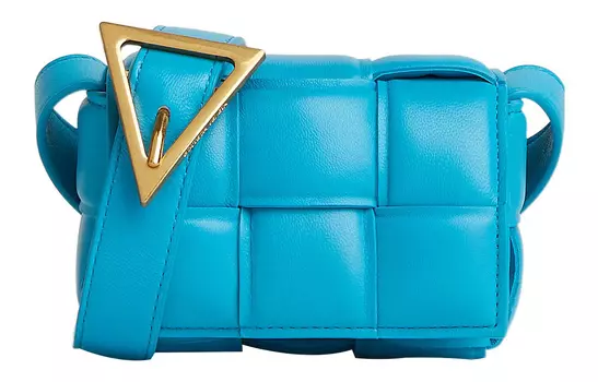 Bottega Veneta Сумка PaddedCASSETTE из овчины, мини-сумка через плечо, женская, синяя
