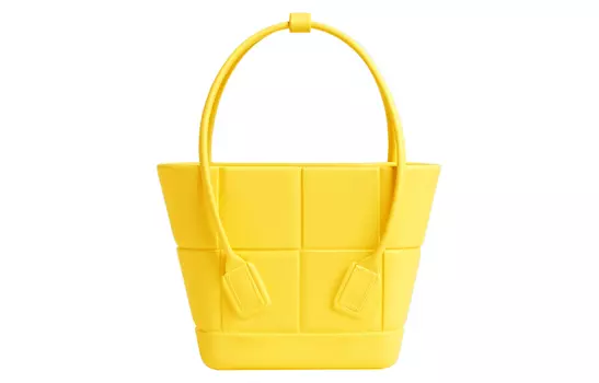 Bottega Veneta Сумка-шоппер ARCO Rubber Tote, женская, желтая, мини