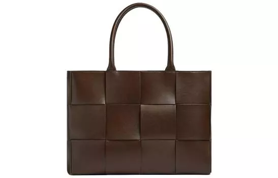 Bottega Veneta Сумка-шоппер из телячьей кожи Intreccio, мужская, коричневого цвета