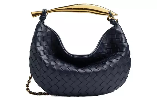 Bottega Veneta Сумка-шоппер SARDINE из овчины, сумка-шоппер, сумка через плечо, маленькая женская, цвет "космический синий"