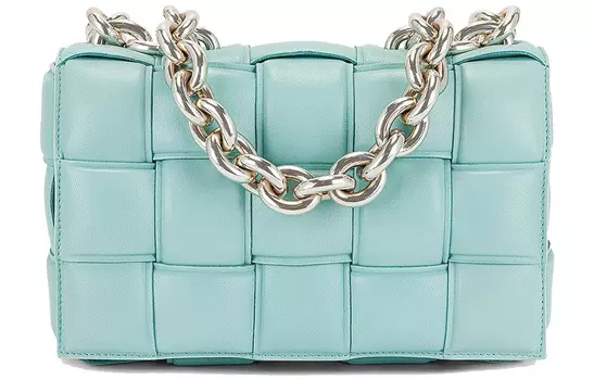 Bottega Veneta Сумка-тоут из овчины с цепочкой и кассетой, женская, цвет мятный