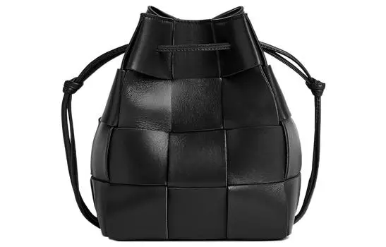Bottega Veneta Сумка-ведро через плечо, маленькая, Intreccio, черная