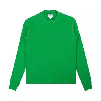 Bottega Veneta Вафельная трикотажная футболка с длинными рукавами, цвет Зеленая трава