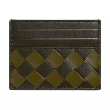 Bottega Veneta Визитница из коровьей кожи, обычная мужская, цвета хаки и оливкового масла