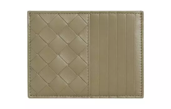 Bottega Veneta Визитница из овчины, женская, серо-коричневого цвета