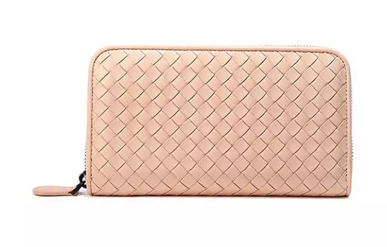 Bottega Veneta Женский клатч-кошелек из коровьей кожи, цвет «Розовый омар»