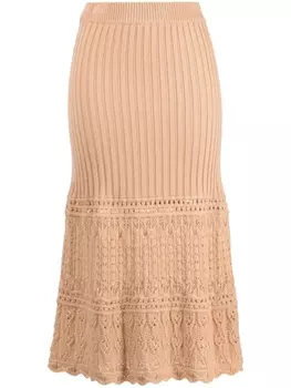 Boutique Moschino трикотажная юбка миди, нейтральный цвет