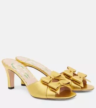 Bowow 75 мюли из металлизированной кожи Valentino Garavani, Old Golg