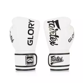 Боксерские перчатки для соревнований Fairtex x Glory Kickboxing, Velcro, 8 oz., белый