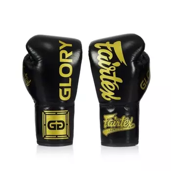 Боксерские перчатки для соревнований Fairtex x Glory Kickboxing, Lace Up, 8 oz., черный