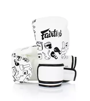 Боксерские перчатки Fairtex Art Collections Graffiti Microfiber, 14 oz., белый