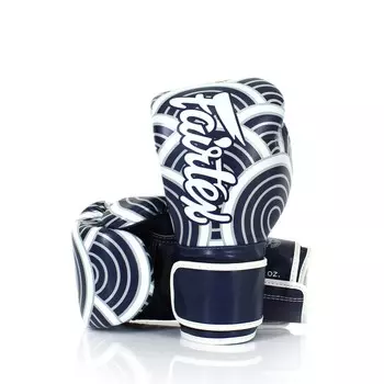 Боксерские перчатки Fairtex Art Collections Microfiber Blue Wave, 12 oz., темно-синий/белый