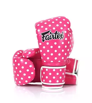 Боксерские перчатки Fairtex Art Collections Microfiber Polka Dot, 10 oz., розовый