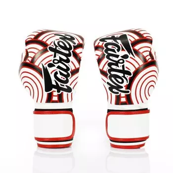Боксерские перчатки Fairtex Art Collections Microfiber Red Wave, 10 oz., белый