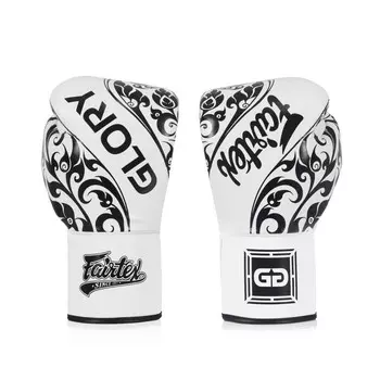 Боксерские перчатки Fairtex x Glory Kickboxing Limited Edition, Lace Up, 14 oz., белый