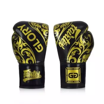 Боксерские перчатки Fairtex x Glory Kickboxing Limited Edition, Lace Up, 8 oz., черный